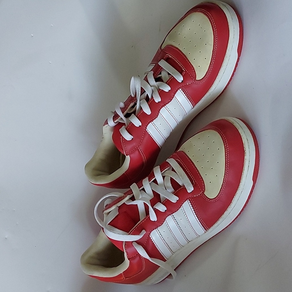 Men sneakers,  adidas size 10.5 US, Red white, cream,